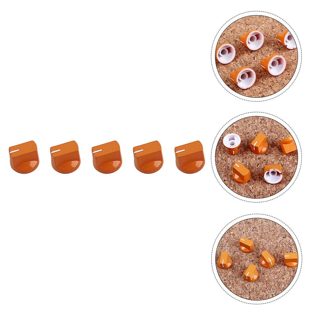 5 Pcs Plastic Flat Guitar Bass Knob Amp Amplifier Effect Pedal Knobs Guitar Accessories Parts (Orange)
