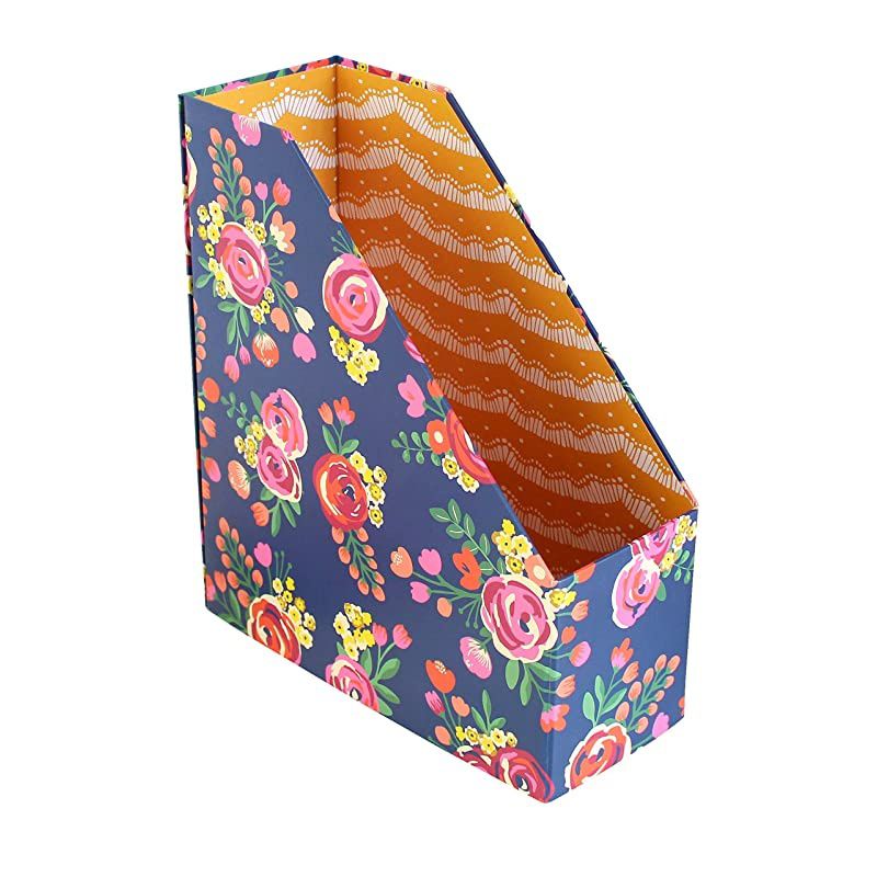 Collapsible Desk Organizer File FolderMagazine Holder Vintage Floral