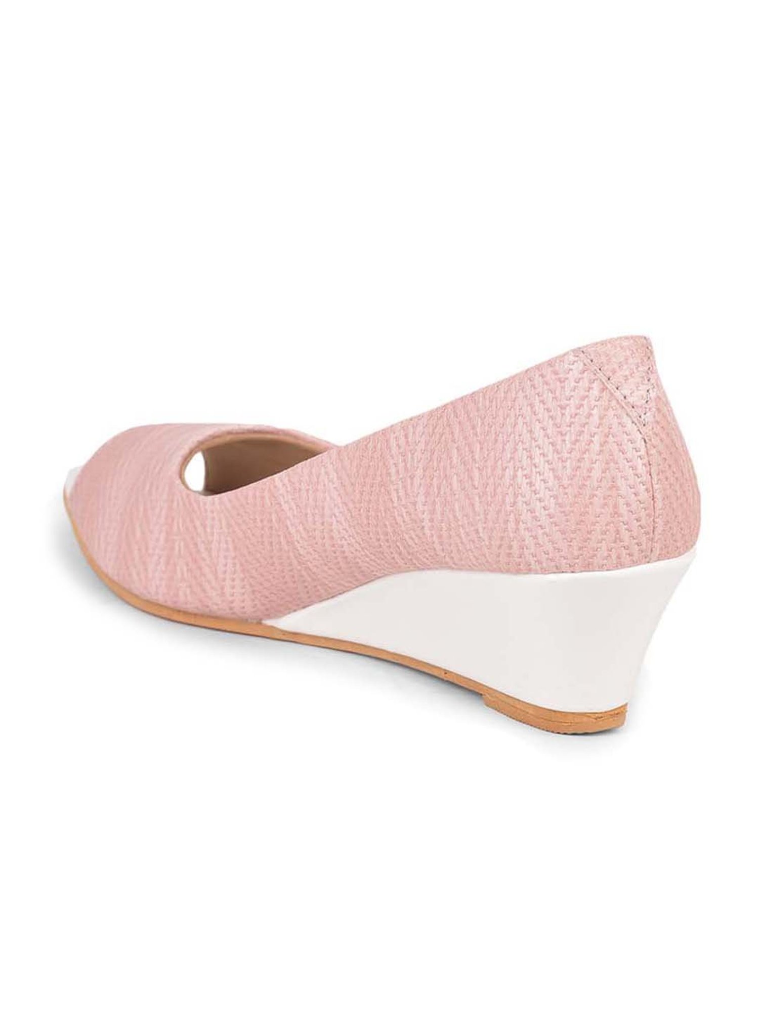 Salario Women's Baby Pink Peeptoe Wedges