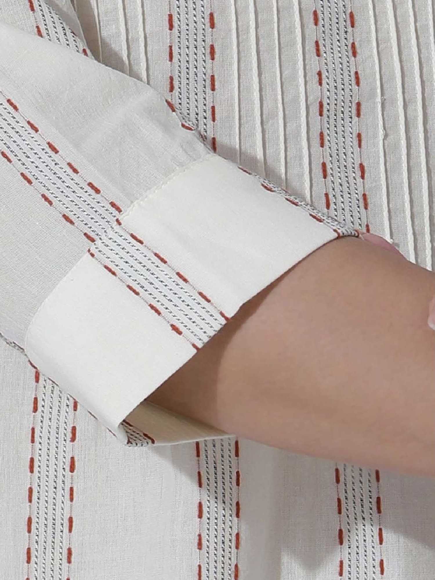 W White Cotton Striped Top