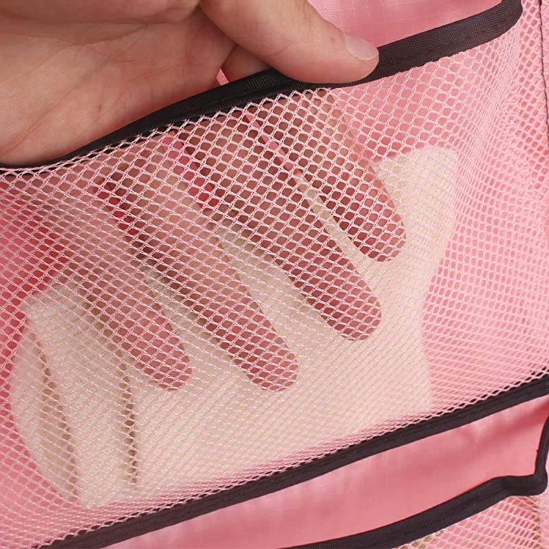 DualSided Hanging Closet Organizer for Underwear StockingBra and SockMesh Pockets with Metal Hanger 42 Pockets Pink