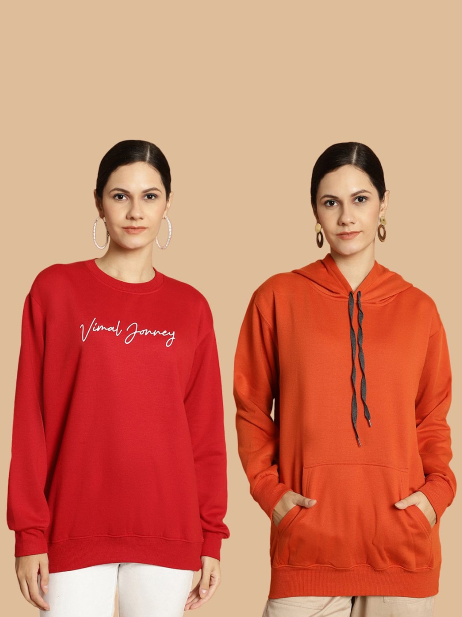 Vimal Jonney Maroon & Rust Printed Sweatshirt - Pack Of 2