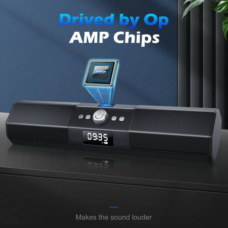 Foxnovo Sound Bar Wireless Speakers: 105dB Deep Bass Soundbar - with Sound Guide Port Home Theater Audio TV Soundbar - with 1.8" LCD Display Noise Filter Sound Bars for TV/PC/Cellphone/Tablets