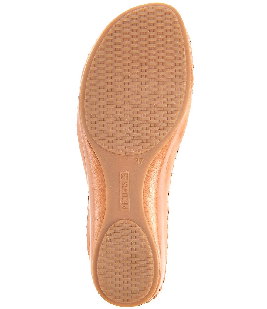 Pikolinos Puerto Vallarta 655 Leather Cut-Out Detail T-Strap Wedge Sandals