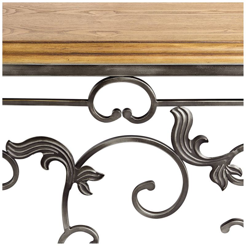 Kensington Hill Leda 50 1/2" Wide Antique Pewter and Elm Wood Console Table