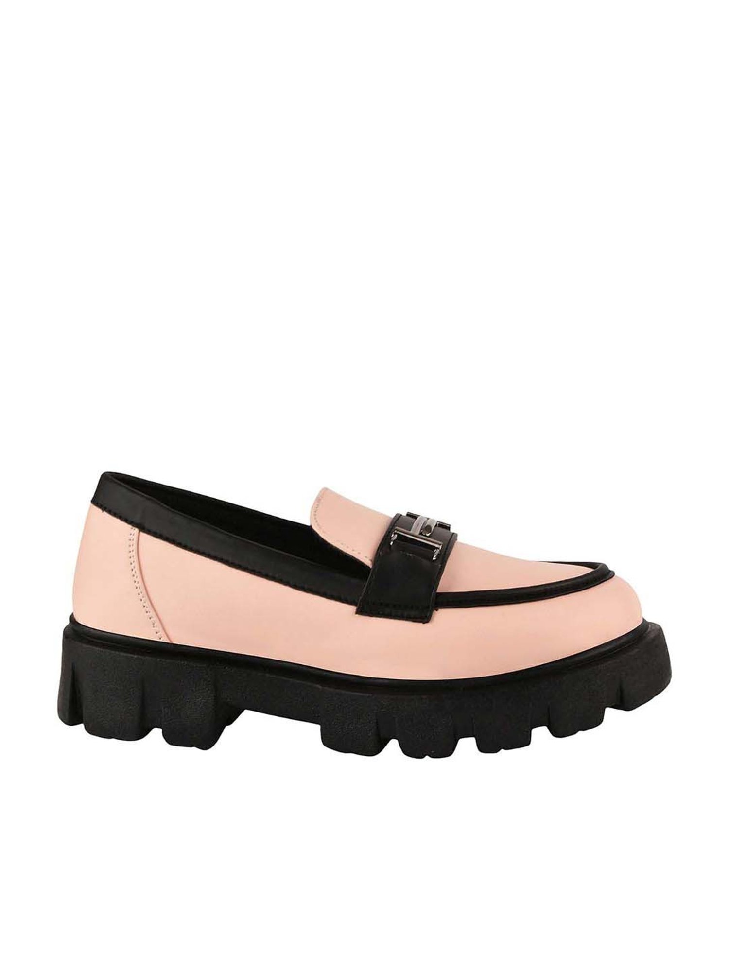 Shoetopia Kids Peach & Black Casual Loafers