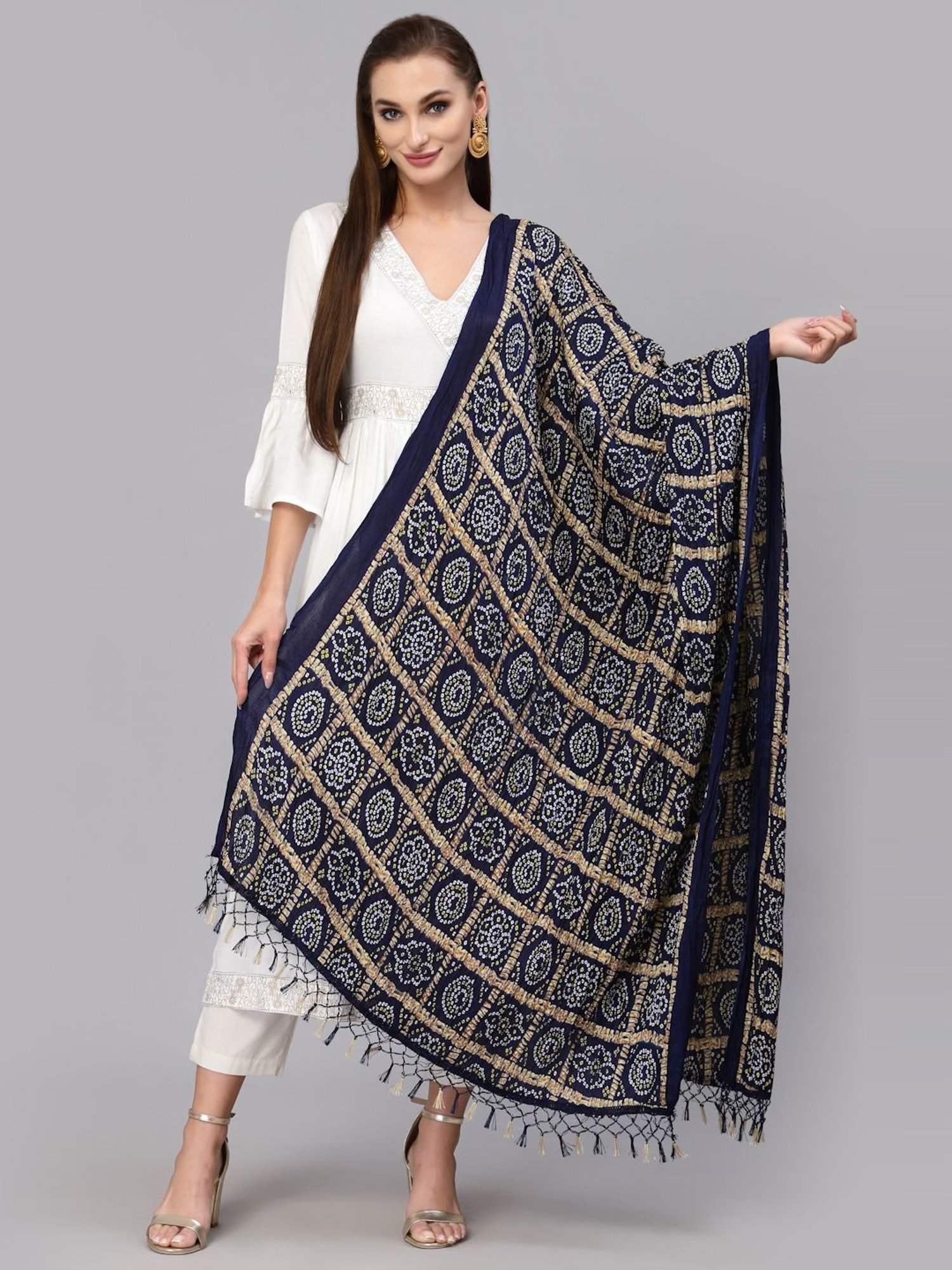 Stylum Navy Printed Dupatta