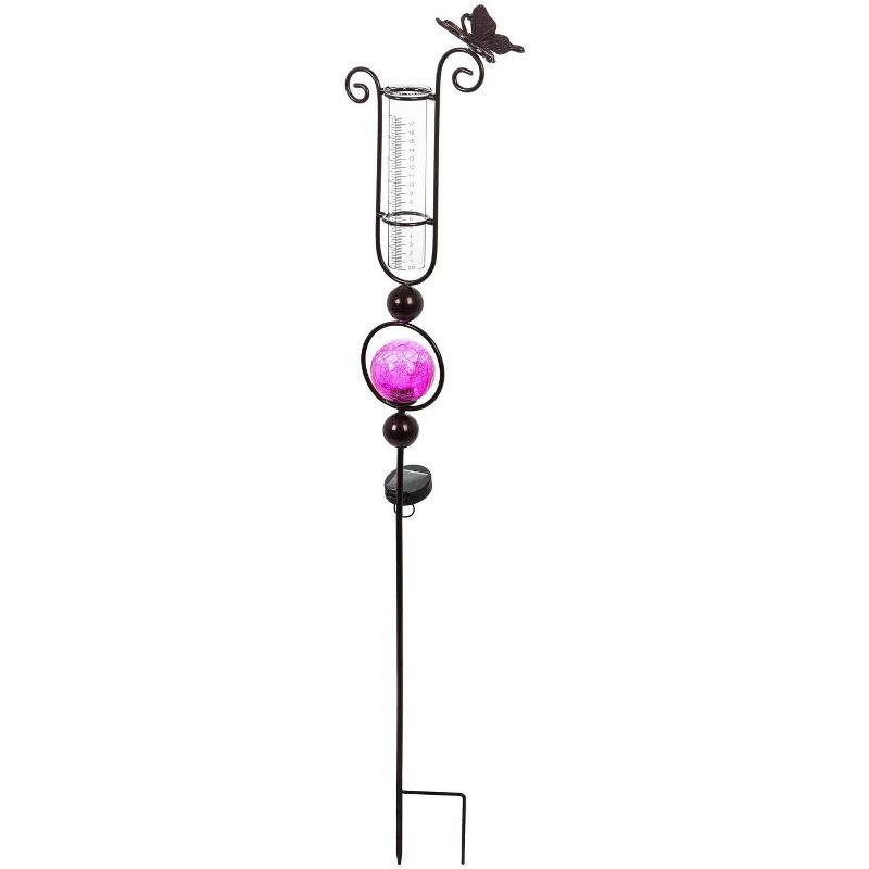 Evergreengarden 44.5"H Solar Rain Gauge Garden Stake, Pink