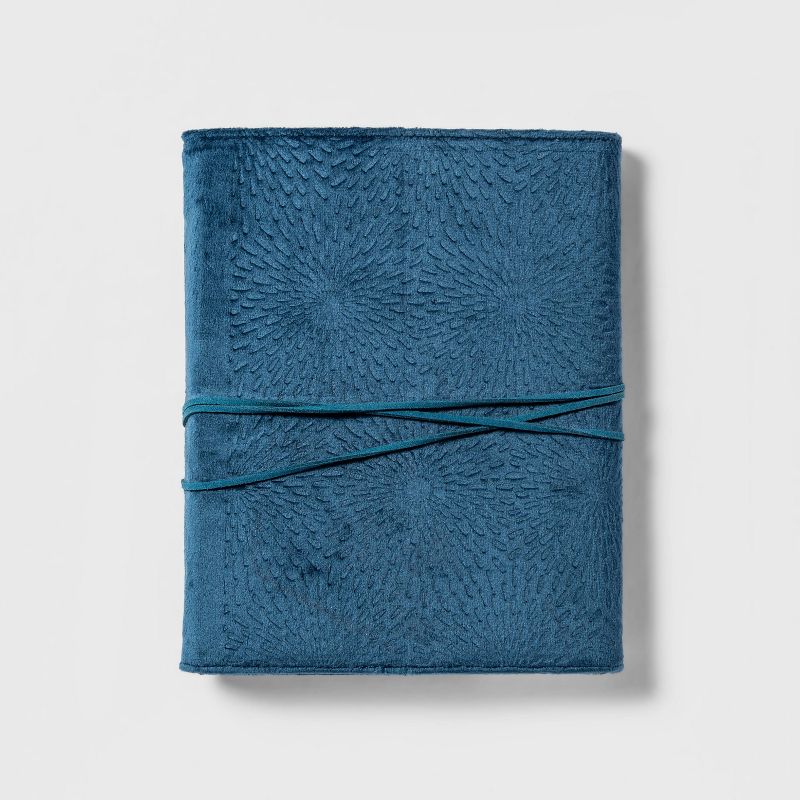 Lined Embossed Velvet Journal with Wrap Closure Blue - Opalhouse™