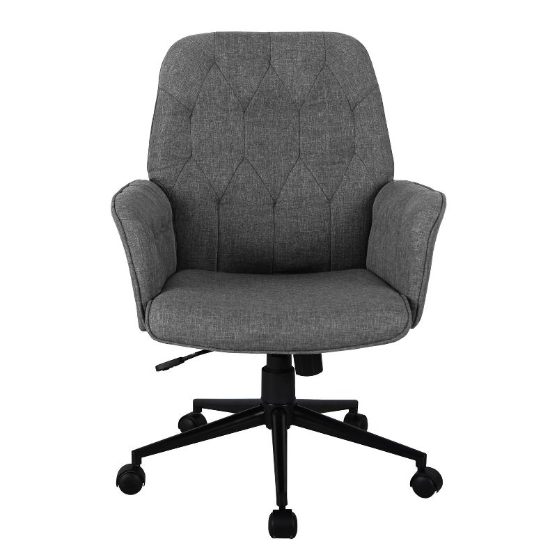 Modern Upholstered Tufted Office Chair with Arms Gray - Techni Mobili