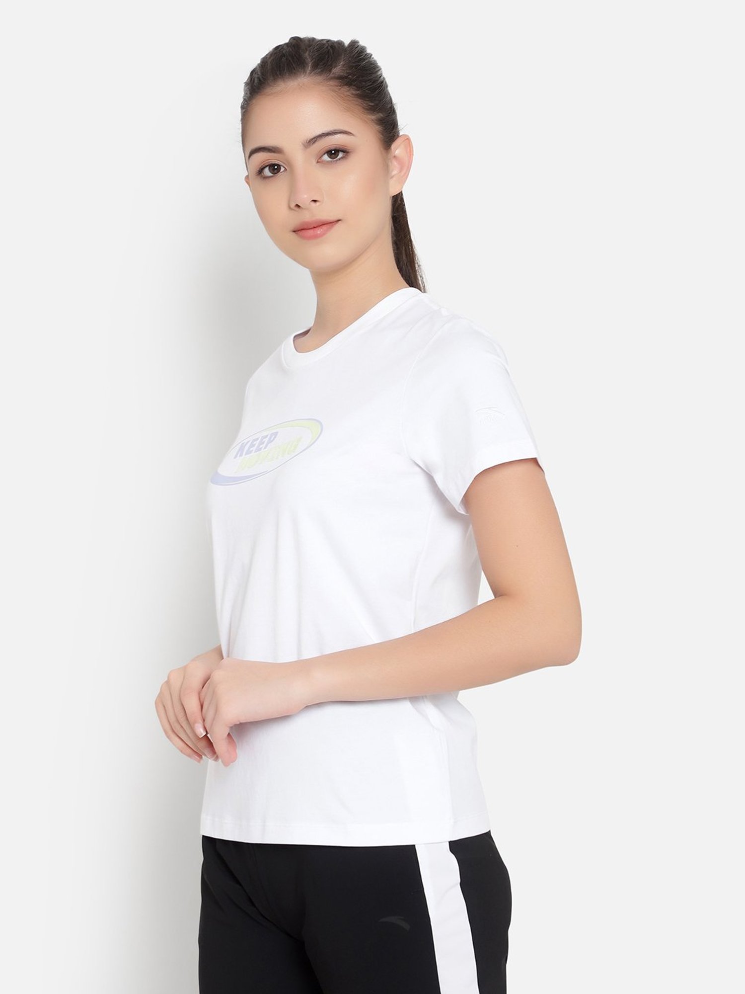 Anta White Printed Sports T-Shirt