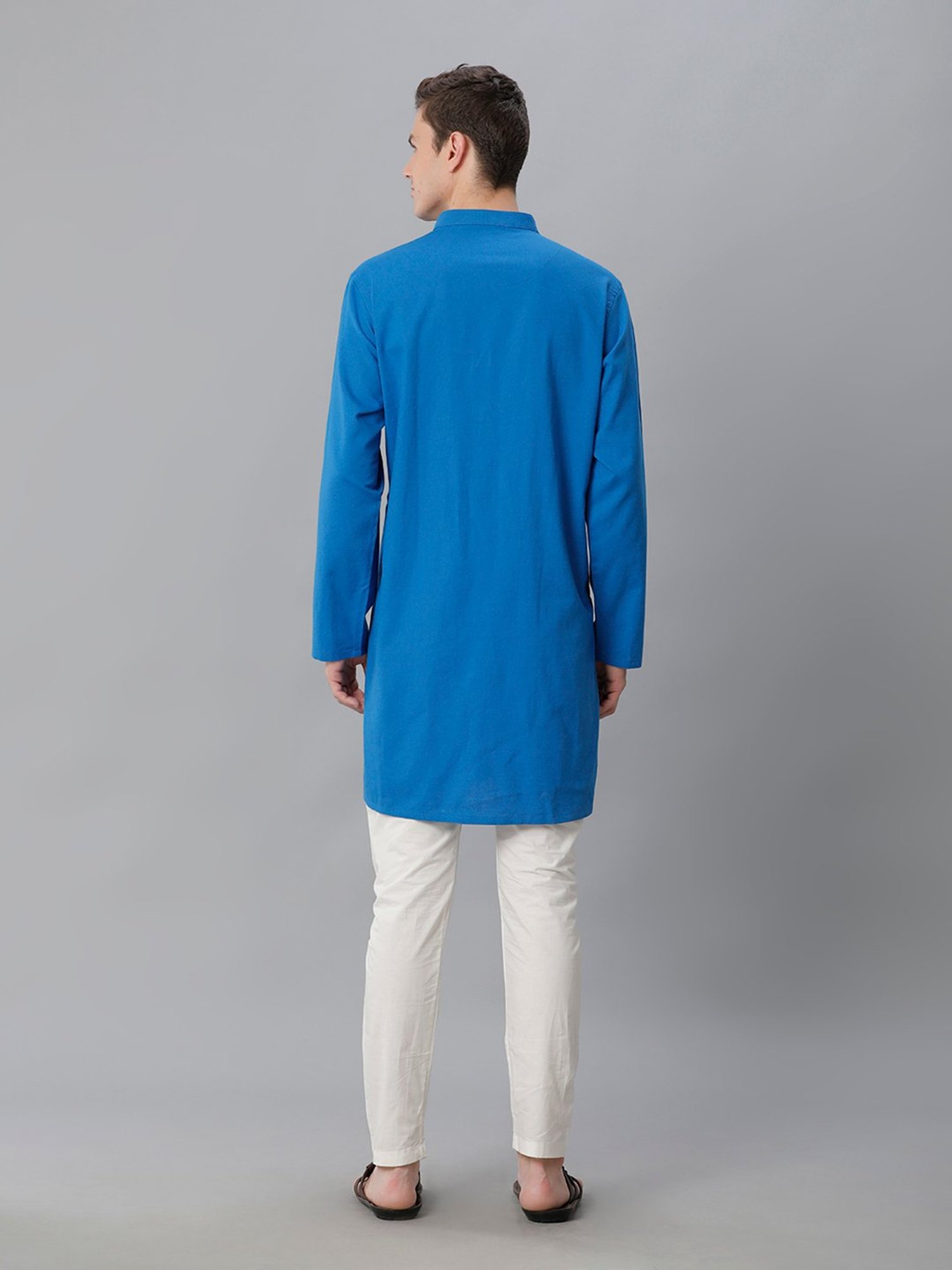 CAVALLO by Linen Club Royal Blue Regular Fit Kurta