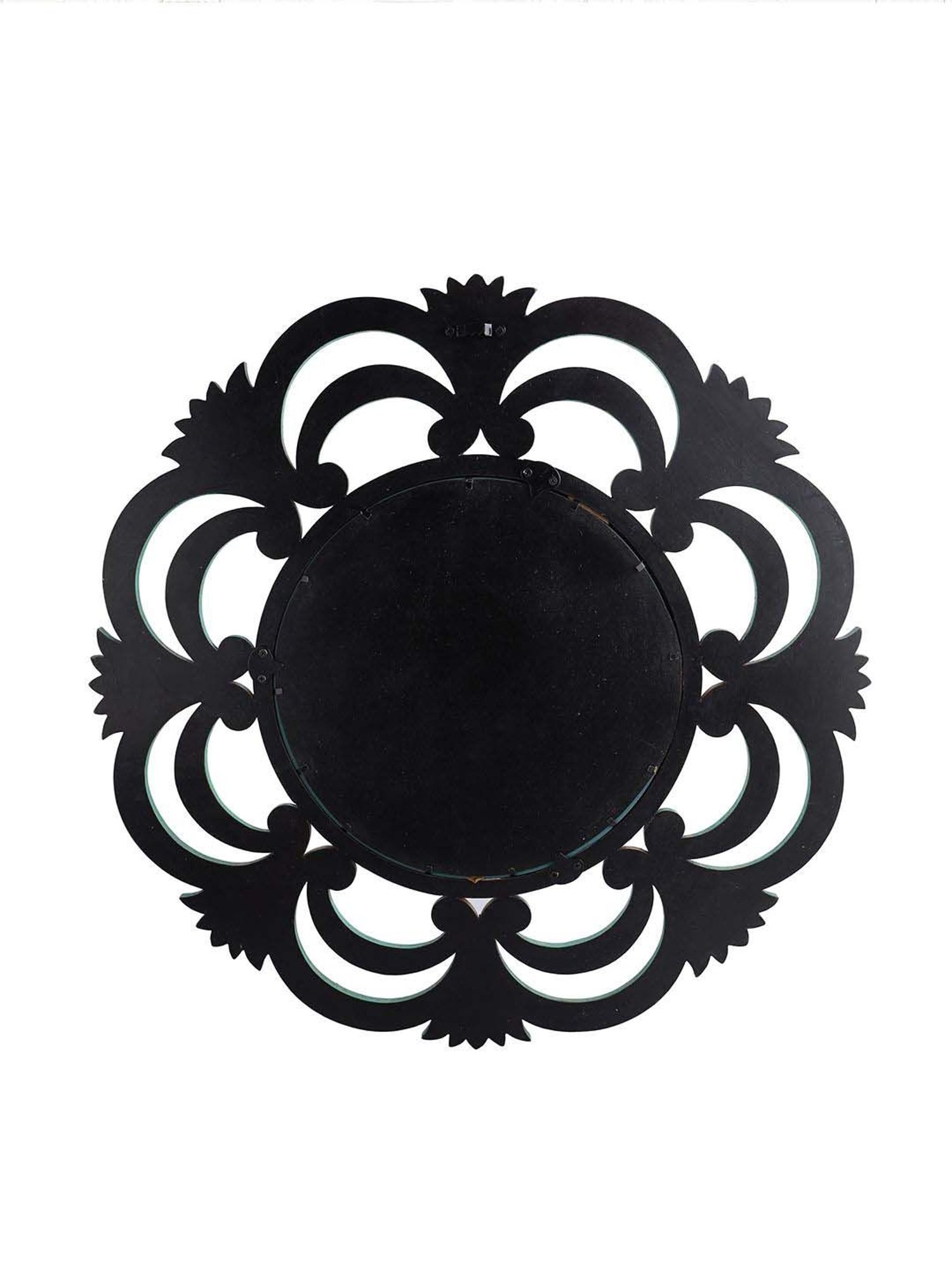 Aapno Rajasthan Green Wooden Round-Shaped Wall Mirror