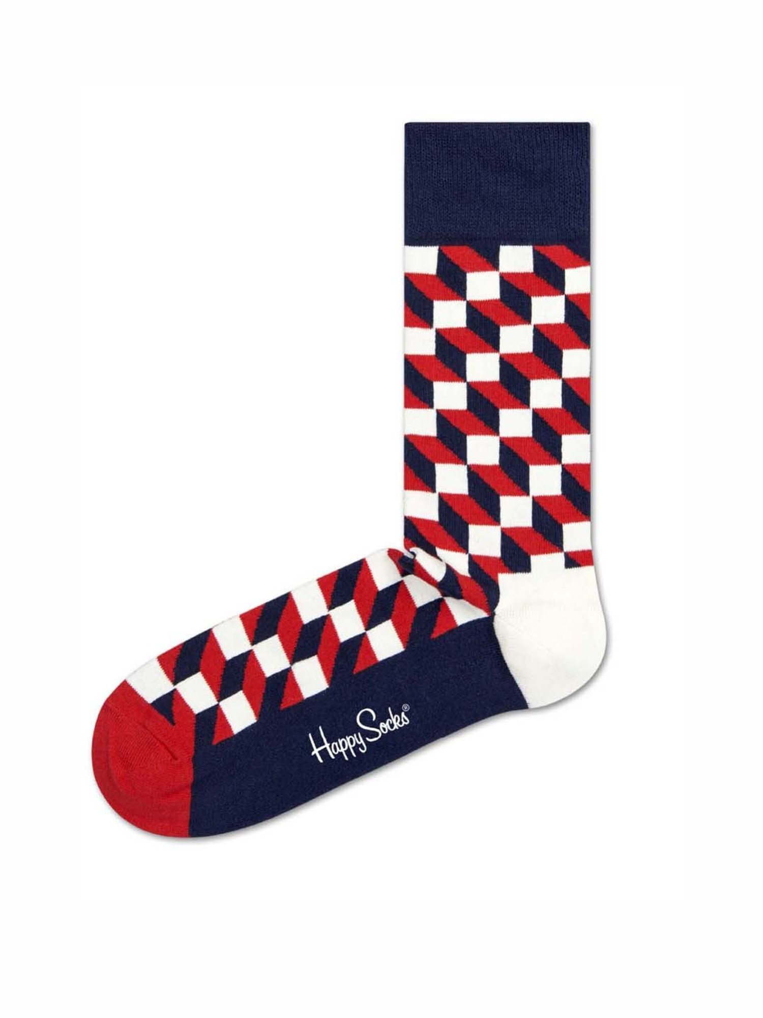 Happy Socks Filled Optic Navy & Red Cotton Printed Socks (36-40)
