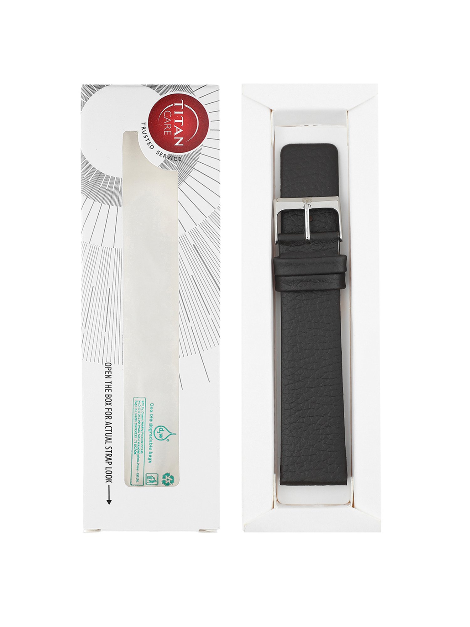 22MM BLACK Titan Genuine Leather Strap for MEN