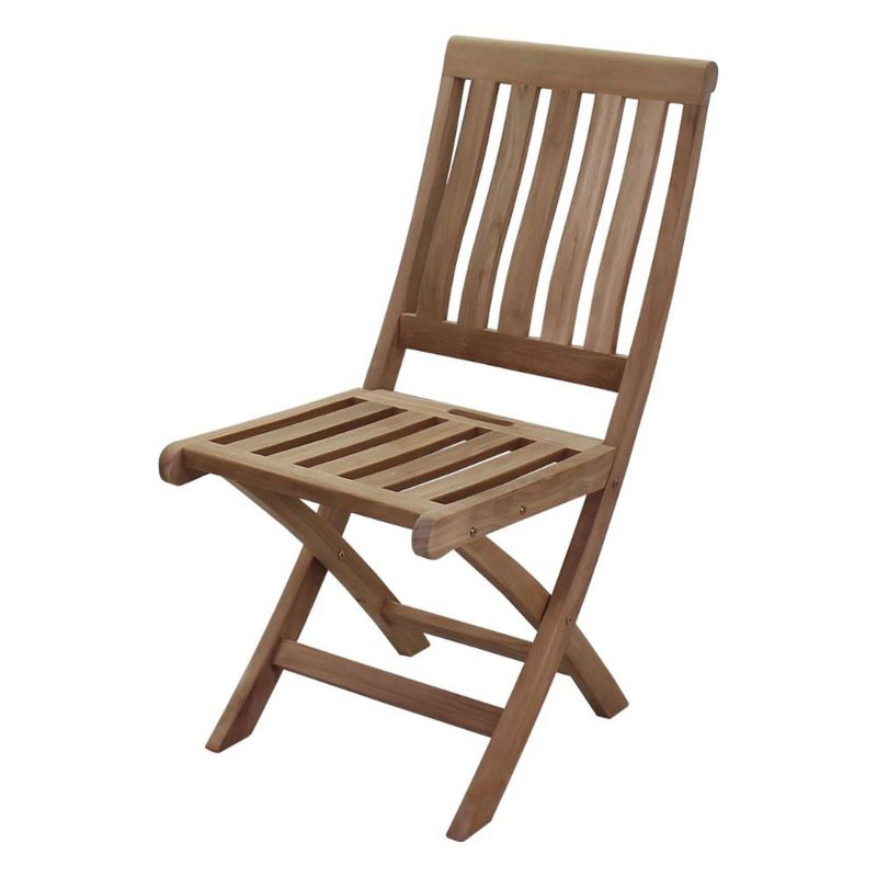 Heritage 3pc Teak Folding Armless Bistro Set - Natural - Courtyard Casual