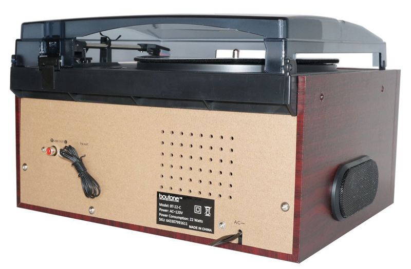 Boytone BT-22C, Bluetooth IN & OUT Record Player Turntable, AM/FM, Cassette, CD Player, Built in speaker, Ability to con