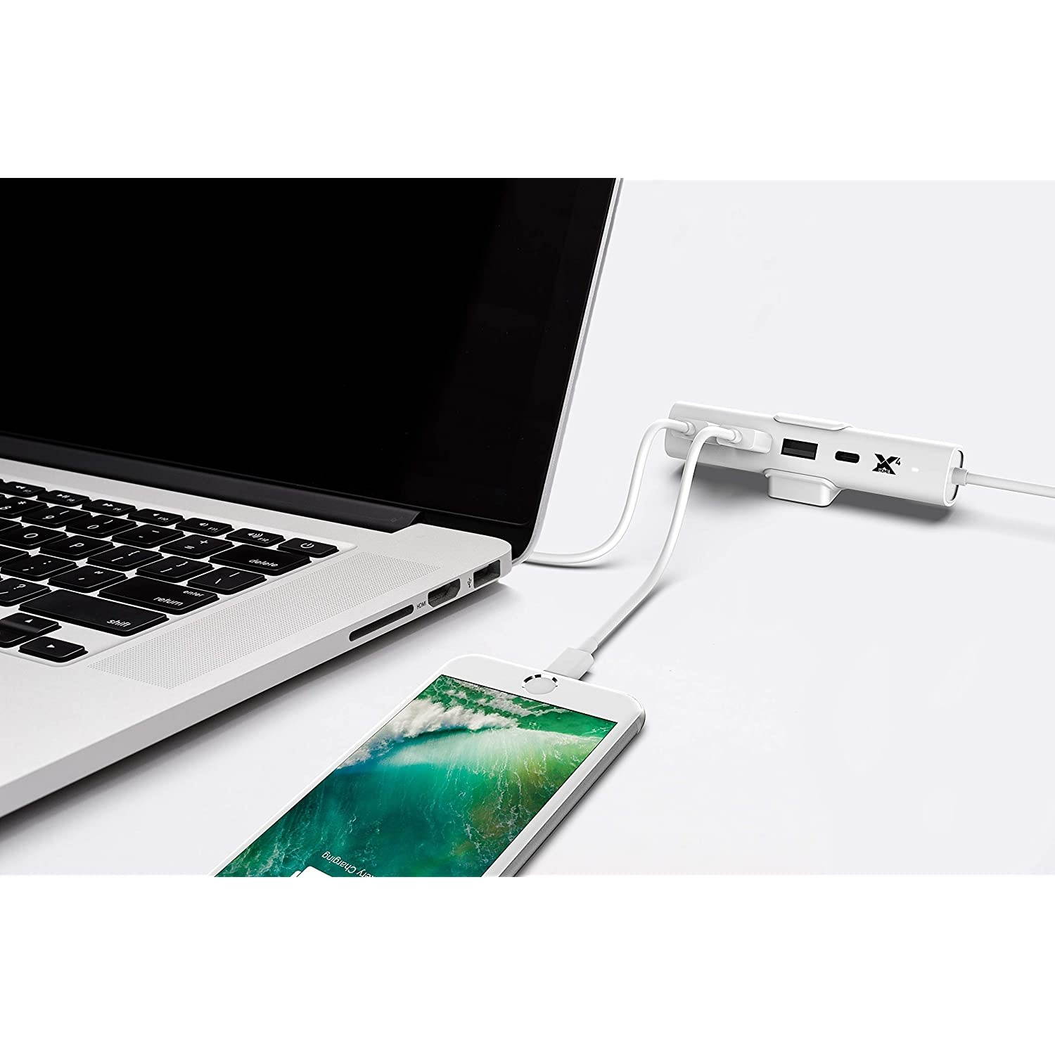 RapidX X4 Home Super Compact 4-Port 33W Charger with Type-C PD fast charging for the Home or Office - White