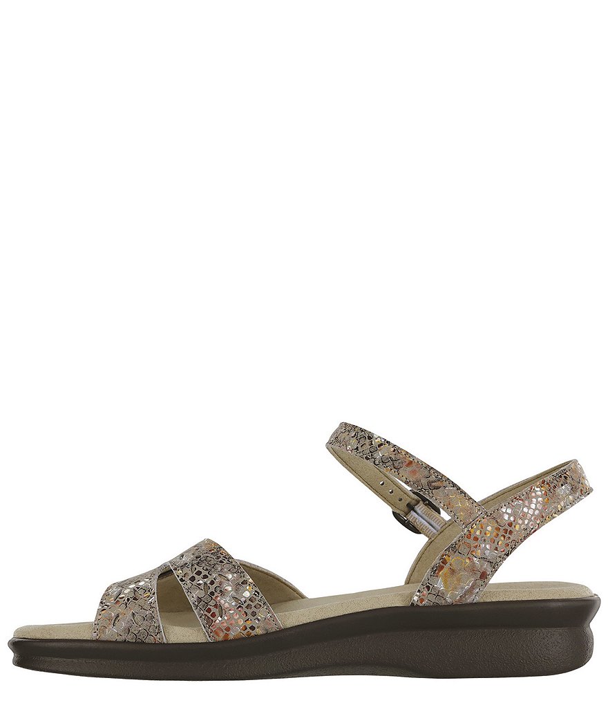SAS Duo Snake Print Leather Sandals