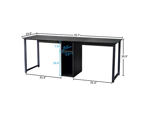 Home Office Game Table Computer Desk, Gaming Desk Table 2-Person Desk, Large Double Workstation Desk, Writing Desk with Storage,Black,GT57