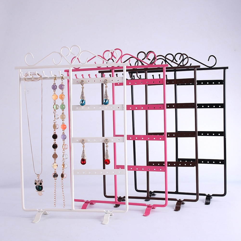 Jewelry Display Stand Iron Jewelry Hanger Organizer Stand for Earrings Bracelets (Black)
