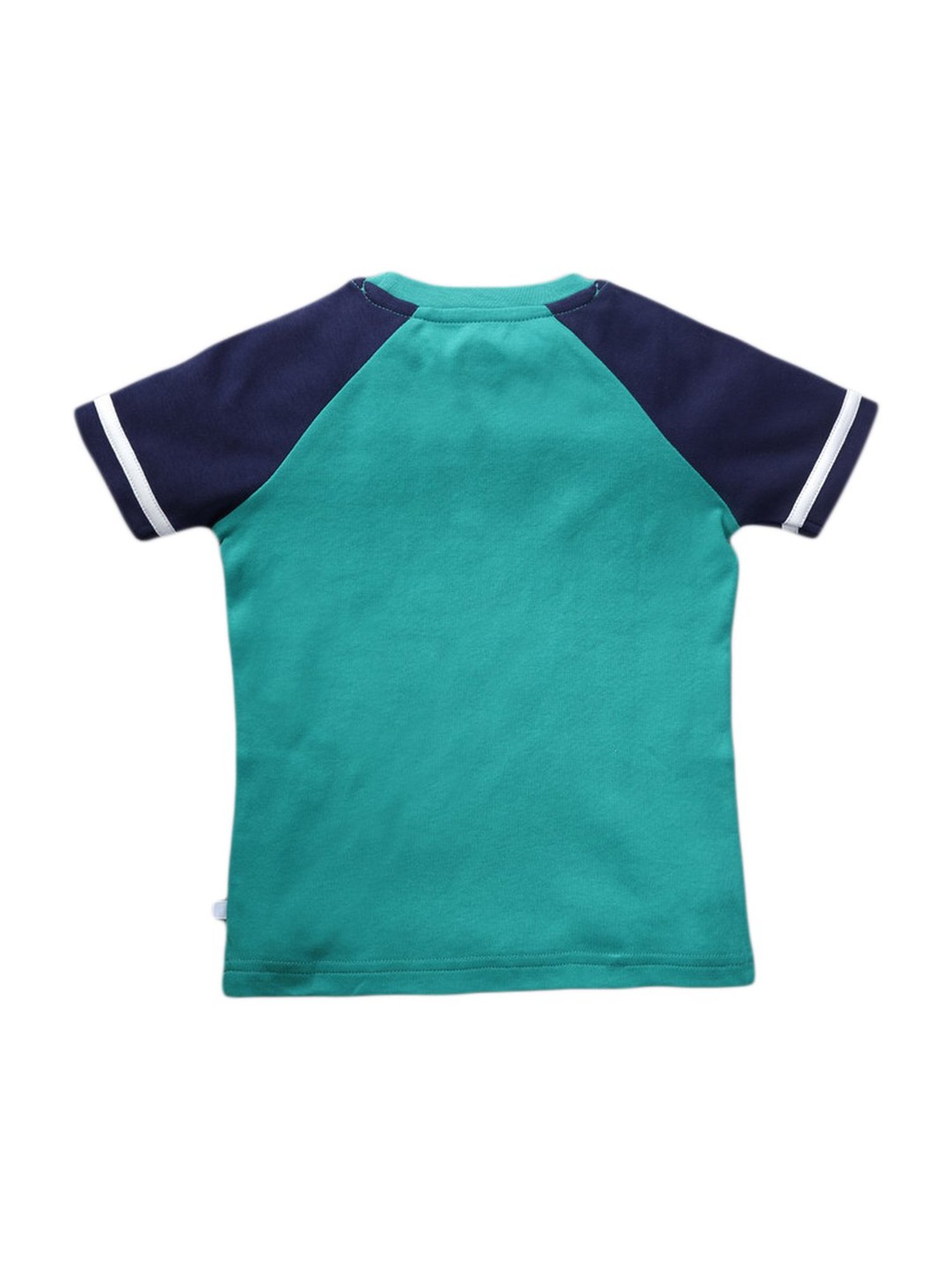 Pranava Kids Mint Green Cotton Patch Work T-Shirt