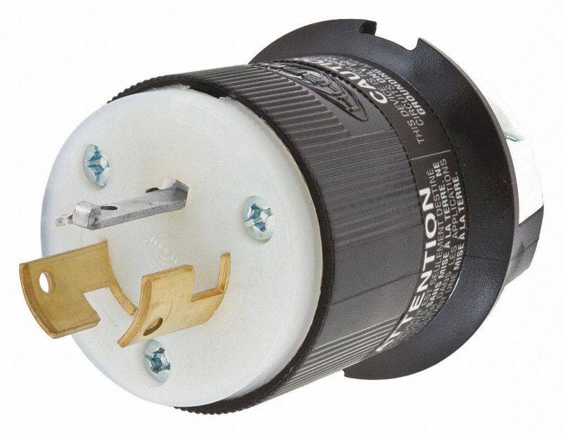 HUBBELL WIRING DEVICE-KELLEMS HBL9965C 20A Locking Plug 3P 3W 125/250VAC BK/WT