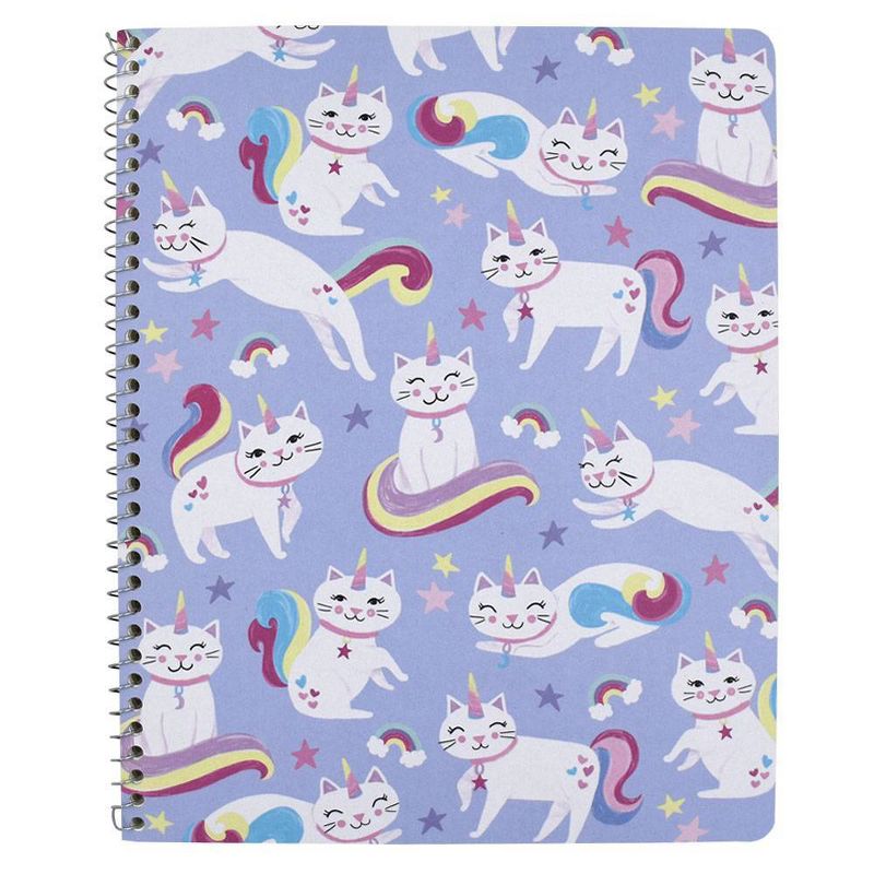 UniCats 1 Subject Wide Ruled Spiral Notebook Blue - Greenroom