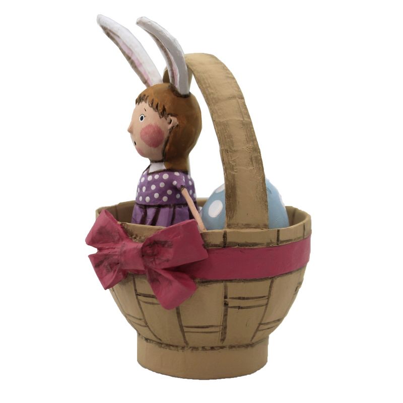 Lori Mitchell 6.5" Easter Greetings Bunny Ears Basket Egg  -  Decorative Figurines