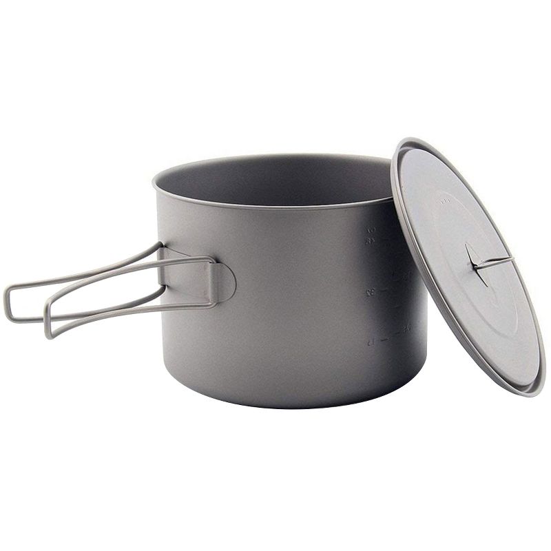 TOAKS 1600ml Ultralight Titanium Camping Cook Pot with Foldable Handles and Lid