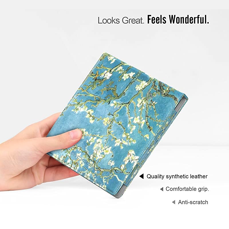 Case Fits AllNew Kindle Oasis 9th and 10th Generation ONLY 2017 and 2019 Release Multi Angle Viewing Vertical Flip Cover with Auto WakeSleep Almond Blossom