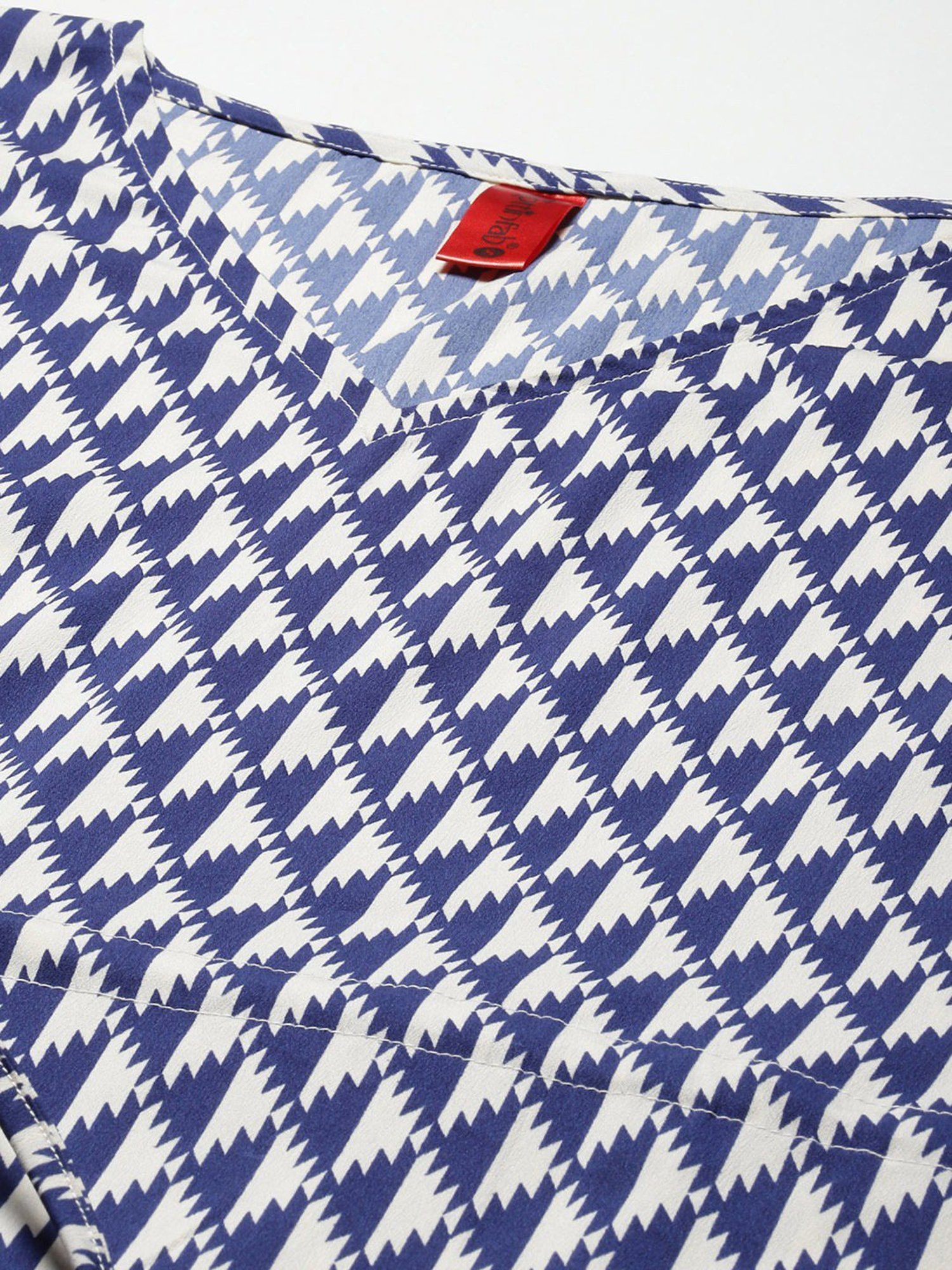 Cottinfab White & Blue Printed Kaftan Nighty