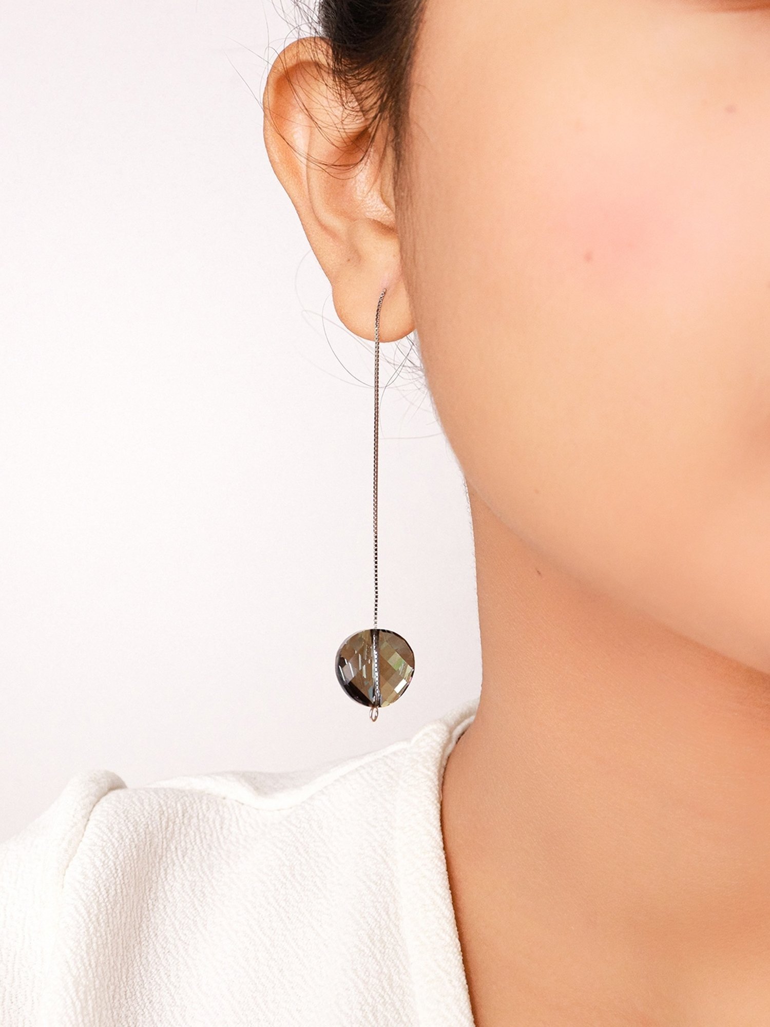 Silberry 92.5 Sterling Silver Black Sky Swarovski Earrings for Women