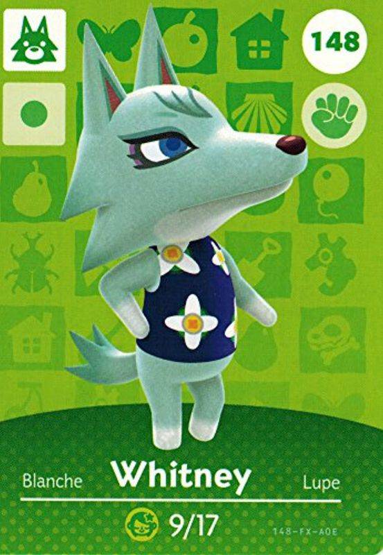 nintendo animal crossing happy home designer amiibo card whitney 148/200 usa version