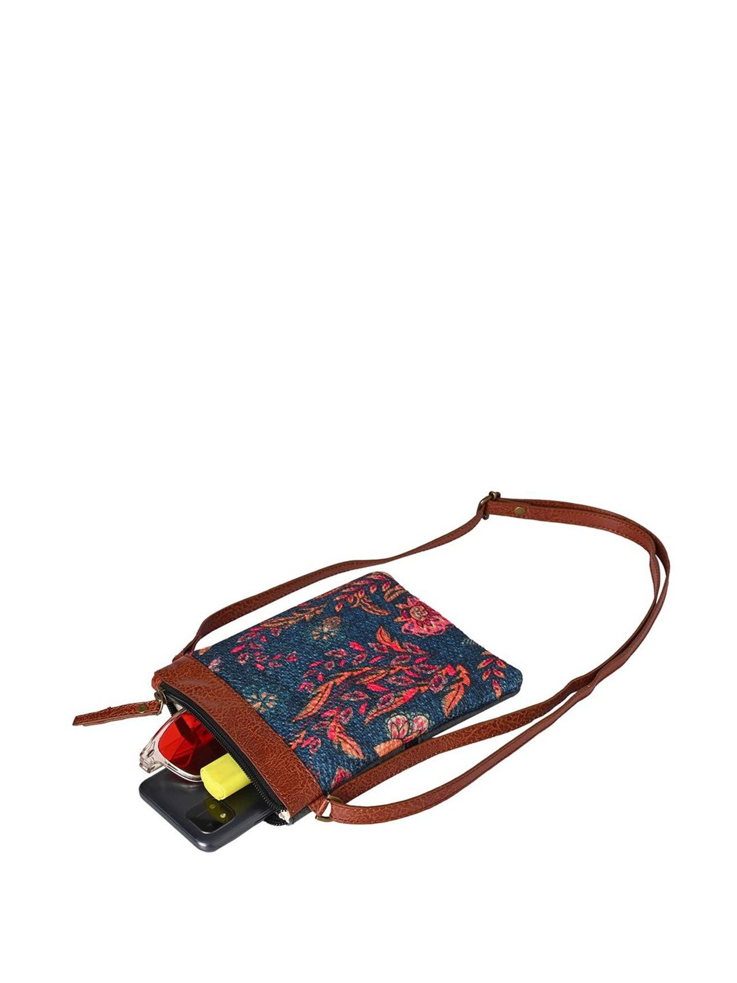 Mona B Amelia Blue Printed Small Cross Body Bag