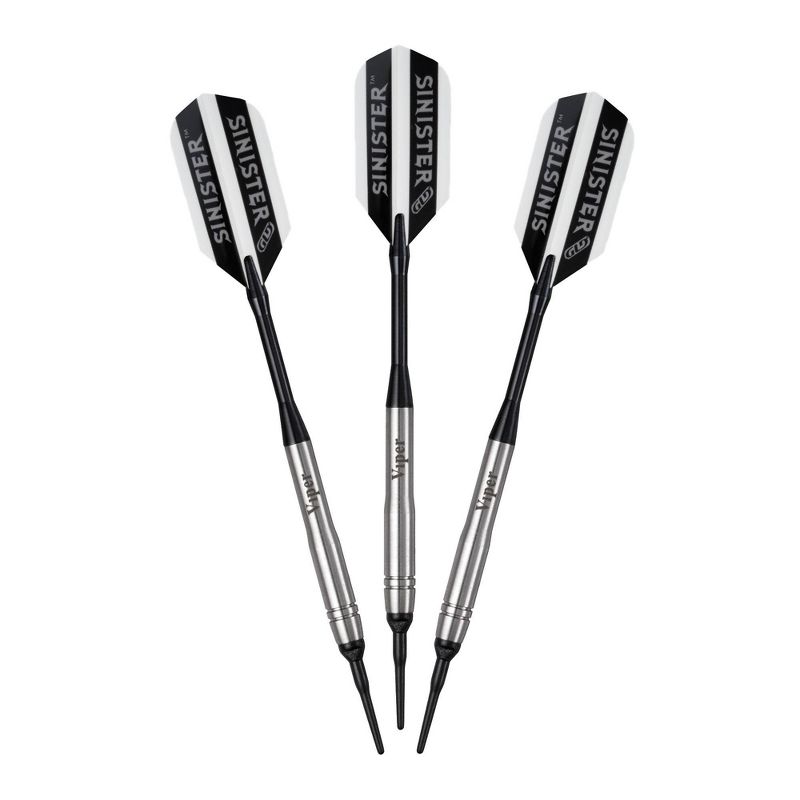 Viper Sinister Tungsten Darts Beveled Barrel and Deluxe Dart Case - Black