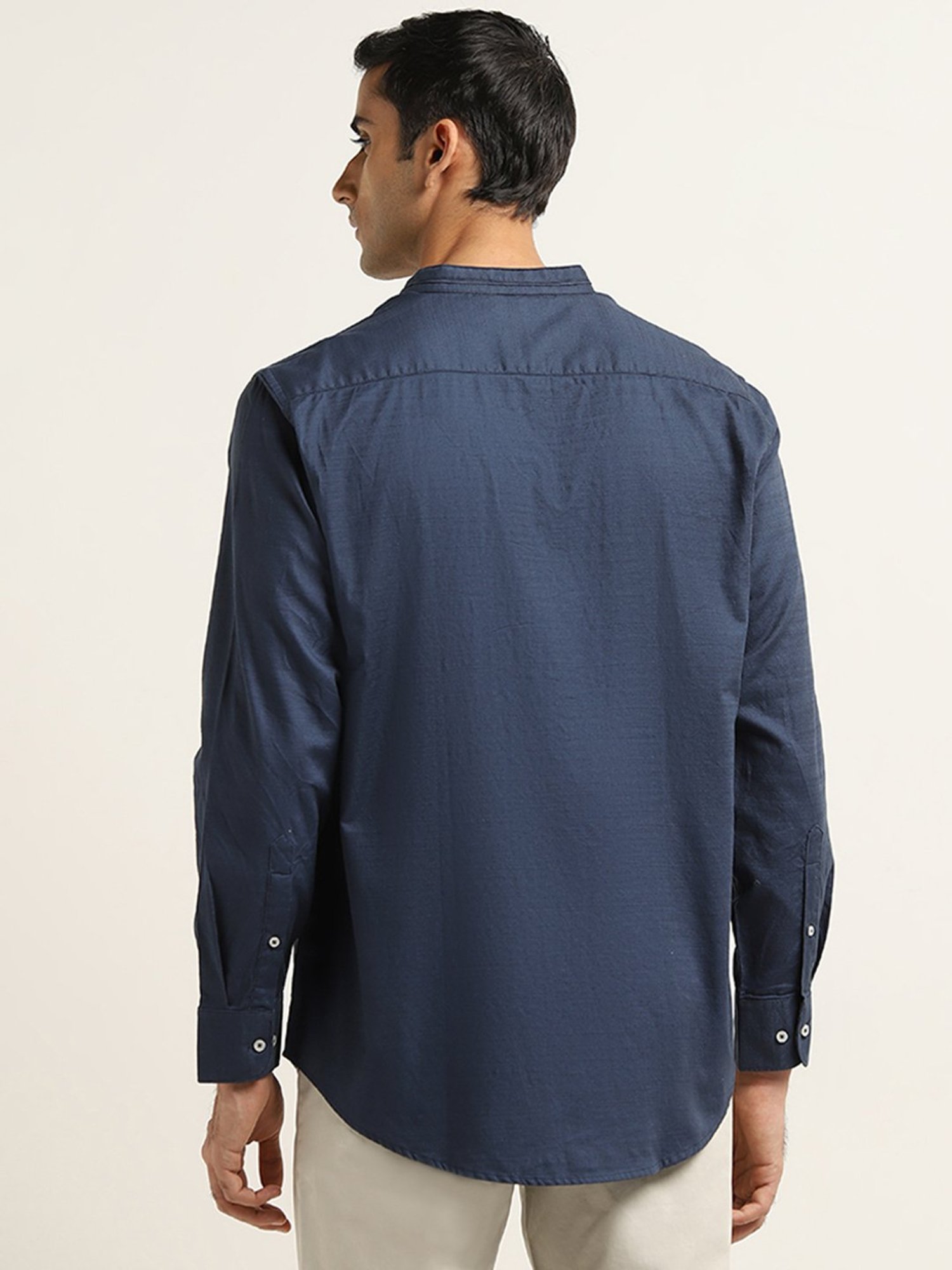 Ascot by Westside Indigo Solid Relaxed-Fit Cotton Shirt