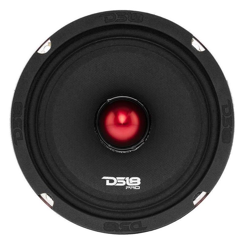 DS18 PRO-X6.4BM Pro X 6.5 Inch 500 Watt 250 RMS 8 Ohm Mid Range Car and Truck Door Loudspeaker with Black Steel Basket Bullet Design (2 Pack)