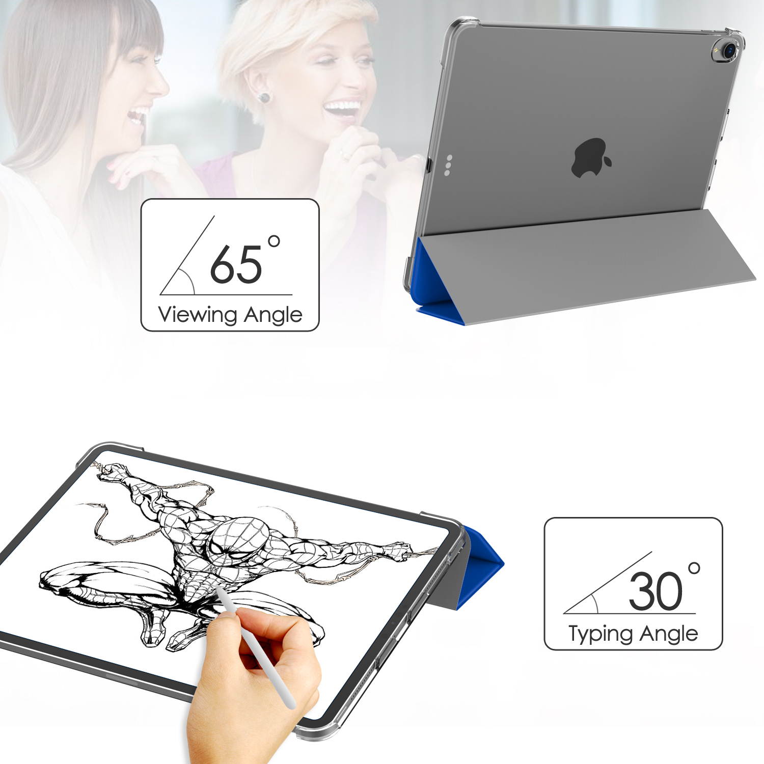 For iPad Pro 12.9-inch Smart Case Shell, Trifold Sleep-Wake Feature