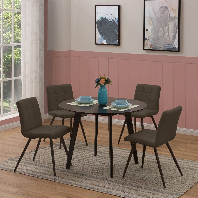 Set of 4 Mariel Armless Upholstered Dining Chair Espresso Brown - Handy Living