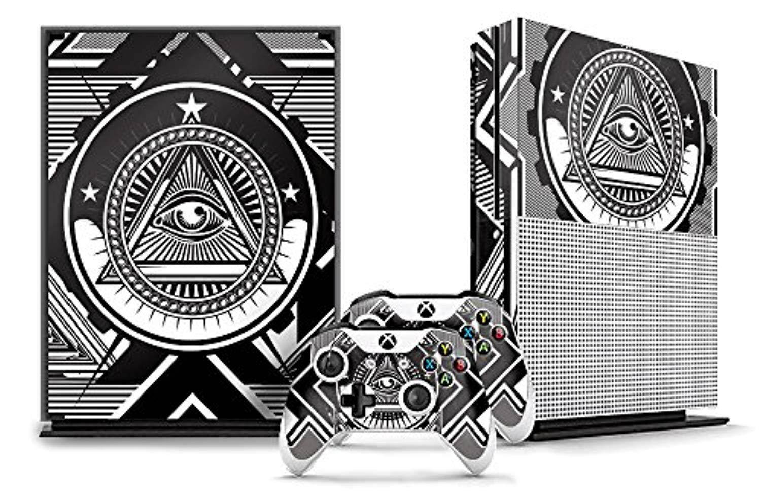 designer skin sticker for the xbox one s console with two wireless controller decals  conspiracy
