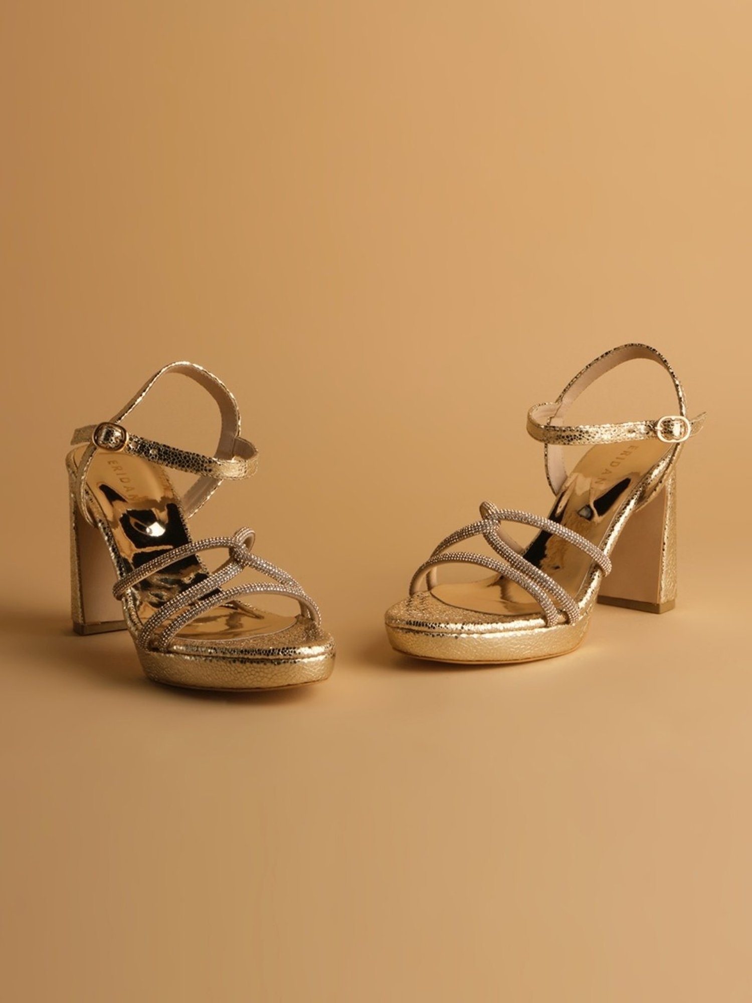 Eridani Women's Shirin Gold Ankle Strap Sandals