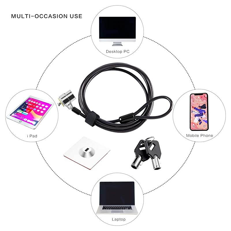 Cable Lock Hardware Security Cable Lock Anti Theft Combination Lock for iPad Tablet MacBook Dell HP Lenovo Kindle Samsung Android or other Notebooks Tablets (Straight rope + black+2pack)
