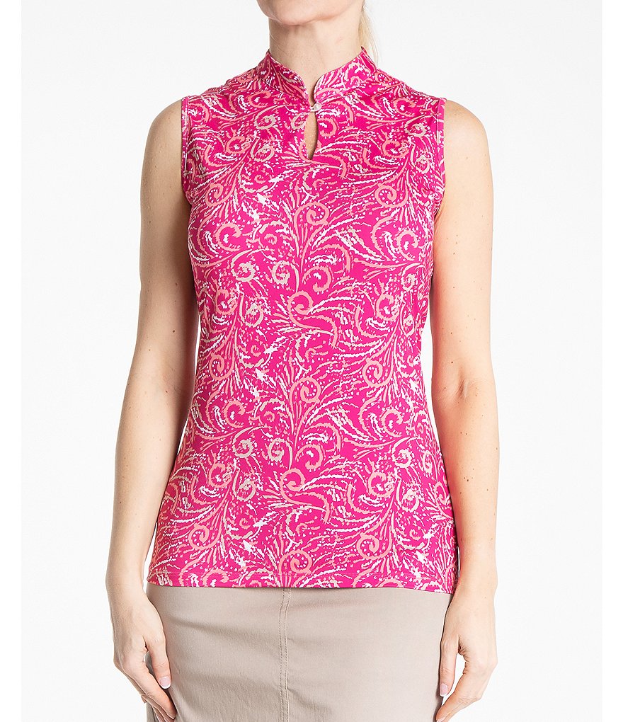 Sport Haley Cancan Sleeveless Print Polo Tank Top