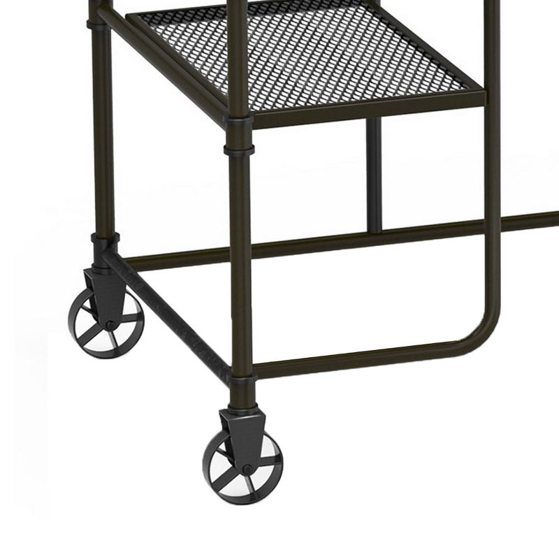 Industrial Metal Writing Desk Antique Wood - Benzara