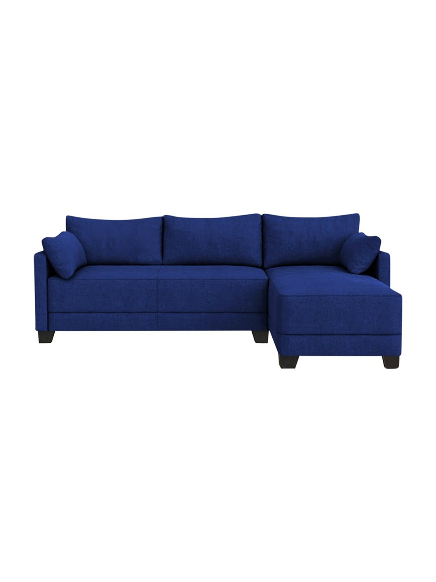 Trevi Duke Navy Blue Fabric & Neem Wood 6 Seater RHS Sectional Sofa