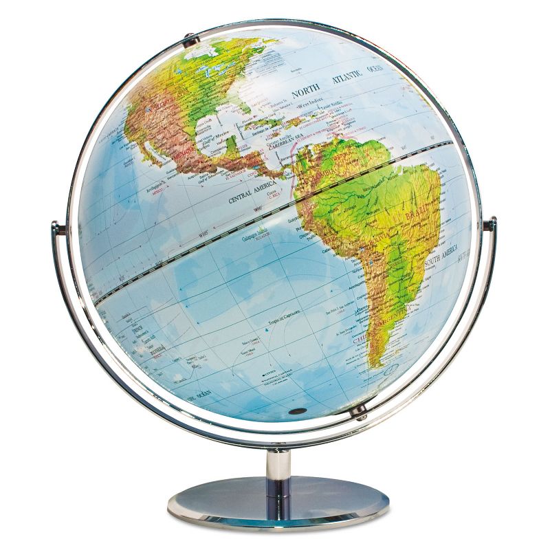 Advantus 12-Inch Globe with Blue Oceans Silver-Toned Metal Desktop Base Full-Meridian 30502