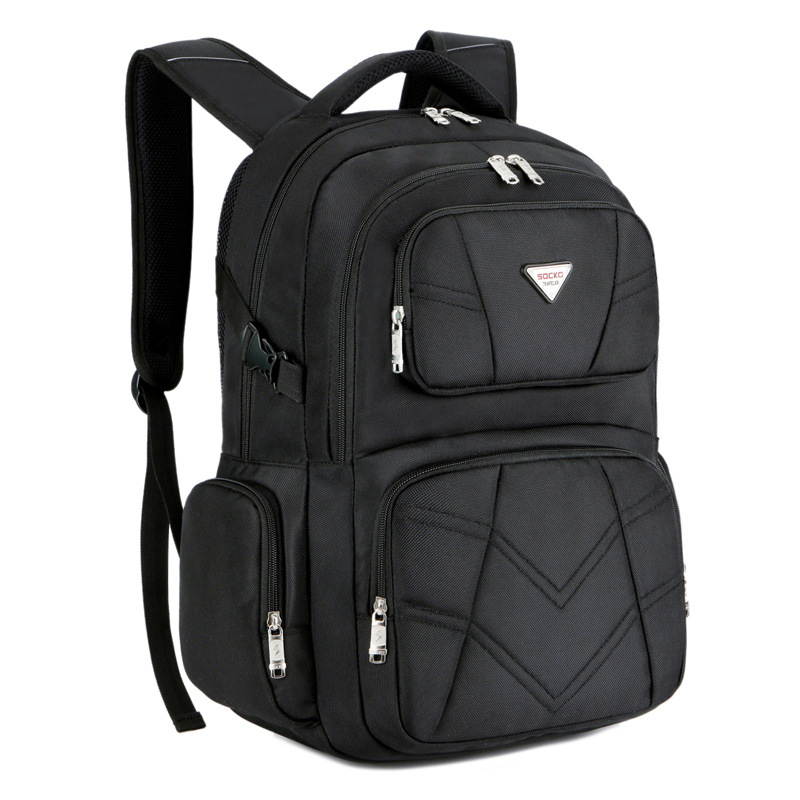 SOCKO 17.3 Inch Shockproof Laptop Backpack with USB Port / Roomy Lightweight Water Resistant Business Travel Bag / Multi-functional Casual Daypack Bookbag School Bag College Back Pack,Black
