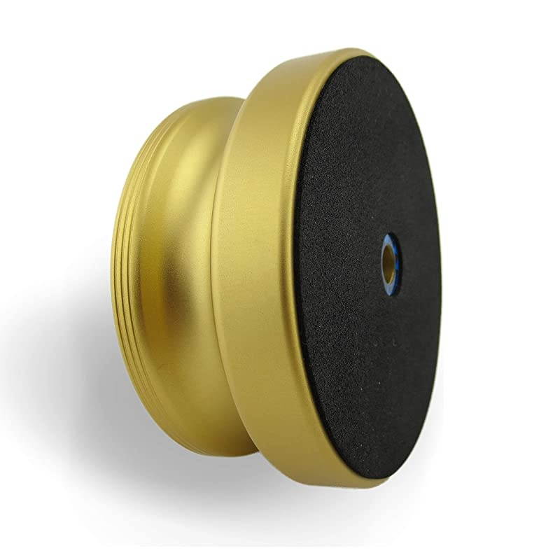 Rock & Roll Series 380 Record Weight Turntable Stabilizer (380 g) - Anodized Aluminum - Laser Engraved Surface - R&R Guitar - Color: (Aztec Gold)
