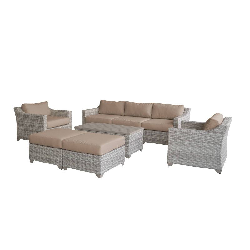 3pc Outdoor Wicker Conversation Set with Sofa Chairs & Table - Crestlive Products